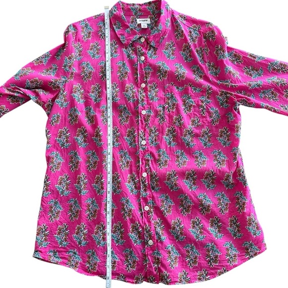 J. Crew Factory Floral cotton button down shirt hot pink signature fit Size XL - Picture 6 of 7